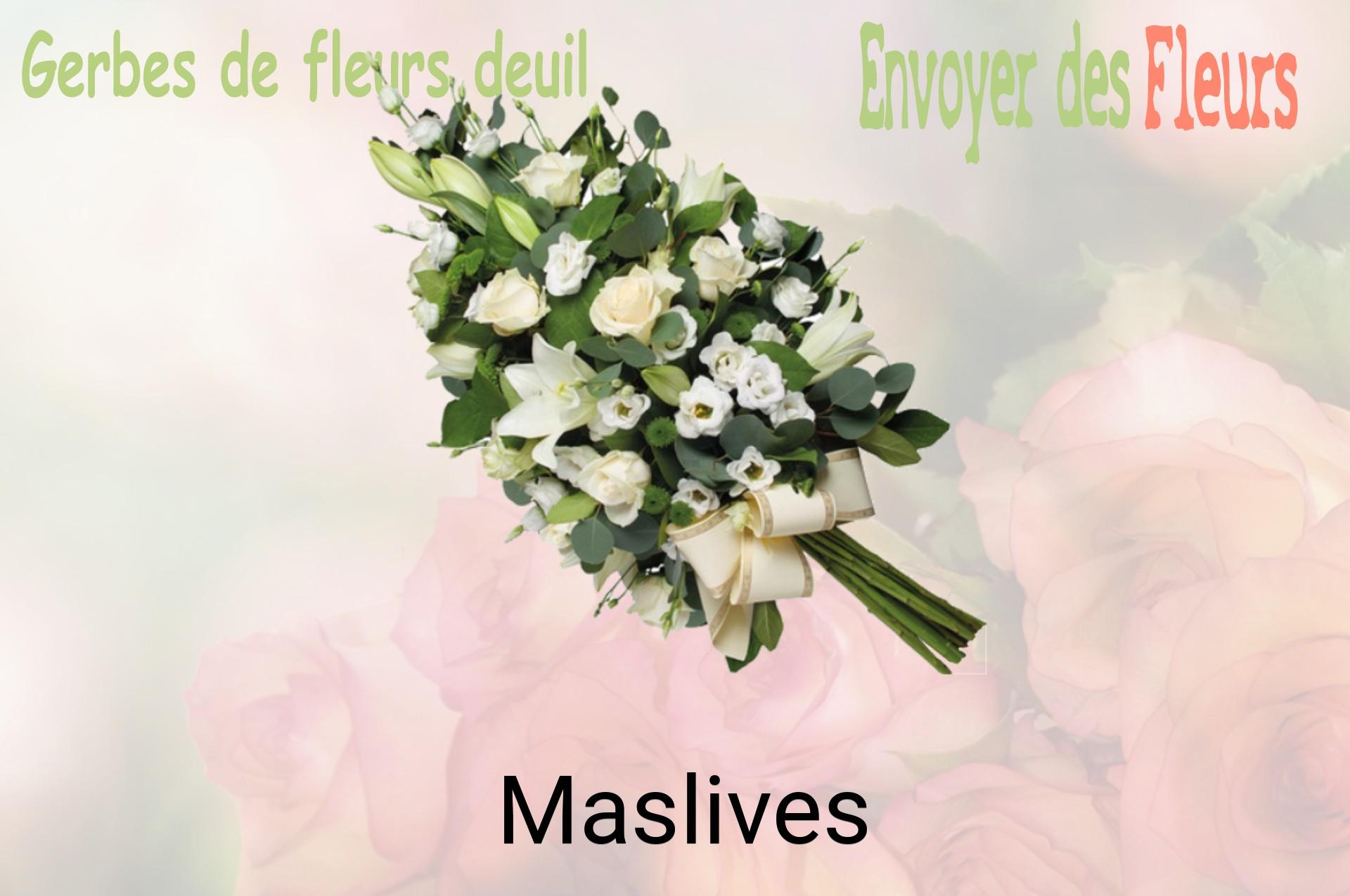 Gerbe de fleurs de deuil livrée à Maslives
